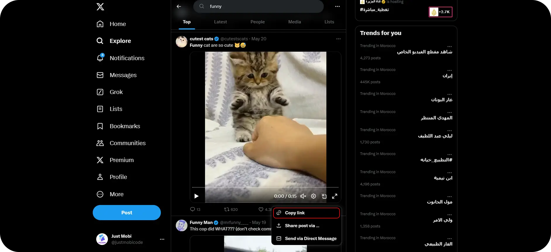 Twitter copy link